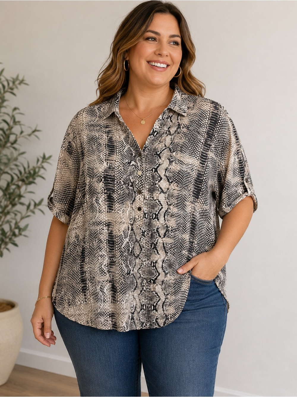 Laura Plus Snake Print Blouse – Poshmark Listing